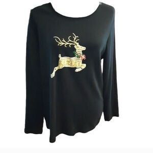 KAREN SCOTT Sweater Christmas Elegance Lightweight Size OX